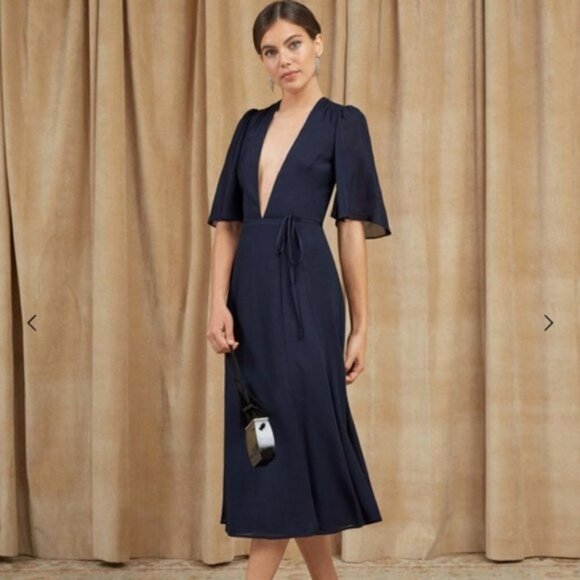 Reformation Dresses & Skirts - Reformation Rhodes Dress in Navy size M NWT